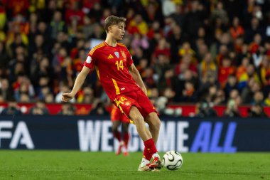 Valencia, İspanya - 23 Mart 2025: UEFA Uluslar Ligi çeyrek finalleri İspanya ile Hollanda arasında Valencia 'da oynandı. İspanyol milli takım oyuncuları. İspanya kazandı.