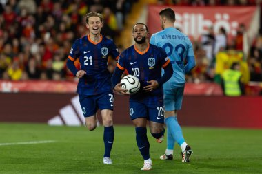 Valencia, İspanya - 23 Mart 2025: UEFA Uluslar Ligi çeyrek finalleri İspanya ile Hollanda arasında Valencia 'da oynandı. Hollanda milli takım oyuncuları. Hollanda milli takımı.