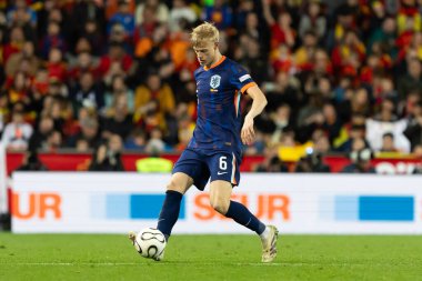Valencia, İspanya - 23 Mart 2025: UEFA Uluslar Ligi çeyrek finalleri İspanya ile Hollanda arasında Valencia 'da oynandı. Hollanda milli takım oyuncuları. Hollanda milli takımı.