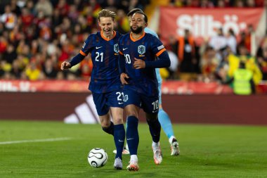 Valencia, İspanya - 23 Mart 2025: UEFA Uluslar Ligi çeyrek finalleri İspanya ile Hollanda arasında Valencia 'da oynandı. Hollanda milli takım oyuncuları. Hollanda milli takımı.