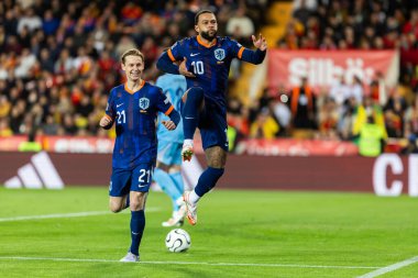 Valencia, İspanya - 23 Mart 2025: UEFA Uluslar Ligi çeyrek finalleri İspanya ile Hollanda arasında Valencia 'da oynandı. Hollanda milli takım oyuncuları. Hollanda milli takımı.