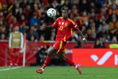 Valencia, İspanya - 23 Mart 2025: UEFA Uluslar Ligi çeyrek finalleri İspanya ile Hollanda arasında Valencia 'da oynandı. İspanyol milli takım oyuncuları. İspanya kazandı.