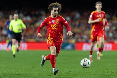 Valencia, İspanya - 23 Mart 2025: UEFA Uluslar Ligi çeyrek finalleri İspanya ile Hollanda arasında Valencia 'da oynandı. İspanyol milli takım oyuncuları. İspanya kazandı.