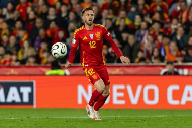 Valencia, İspanya - 23 Mart 2025: UEFA Uluslar Ligi çeyrek finalleri İspanya ile Hollanda arasında Valencia 'da oynandı. İspanyol milli takım oyuncuları. İspanya kazandı.