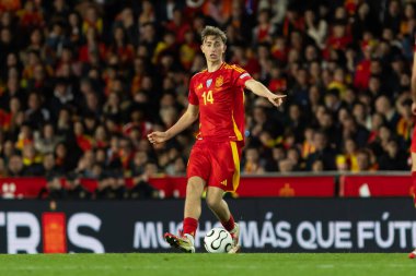 Valencia, İspanya - 23 Mart 2025: UEFA Uluslar Ligi çeyrek finalleri İspanya ile Hollanda arasında Valencia 'da oynandı. İspanyol milli takım oyuncuları. İspanya kazandı.