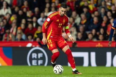 Valencia, İspanya - 23 Mart 2025: UEFA Uluslar Ligi çeyrek finalleri İspanya ile Hollanda arasında Valencia 'da oynandı. İspanyol milli takım oyuncuları. İspanya kazandı.