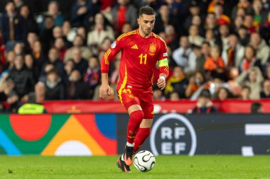 Valencia, İspanya - 23 Mart 2025: UEFA Uluslar Ligi çeyrek finalleri İspanya ile Hollanda arasında Valencia 'da oynandı. İspanyol milli takım oyuncuları. İspanya kazandı.