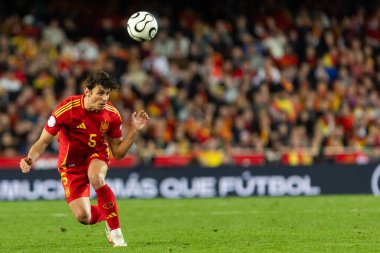 Valencia, İspanya - 23 Mart 2025: UEFA Uluslar Ligi çeyrek finalleri İspanya ile Hollanda arasında Valencia 'da oynandı. İspanyol milli takım oyuncuları. İspanya kazandı.