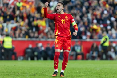 Valencia, İspanya - 23 Mart 2025: UEFA Uluslar Ligi çeyrek finalleri İspanya ile Hollanda arasında Valencia 'da oynandı. İspanyol milli takım oyuncuları. İspanya kazandı.