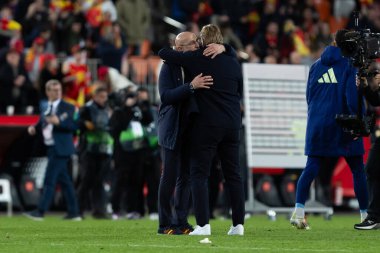 Valencia, İspanya - 23 Mart 2025: UEFA Uluslar Ligi çeyrek finalleri İspanya ile Hollanda arasında Valencia 'da oynandı. İspanyol milli takım oyuncuları. İspanya kazandı.