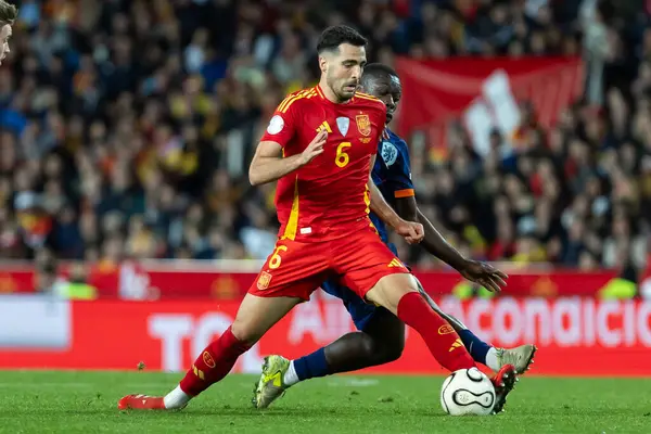 Valencia, İspanya - 23 Mart 2025: UEFA Uluslar Ligi çeyrek finalleri İspanya ile Hollanda arasında Valencia 'da oynandı. İspanyol milli takım oyuncuları. İspanya kazandı.