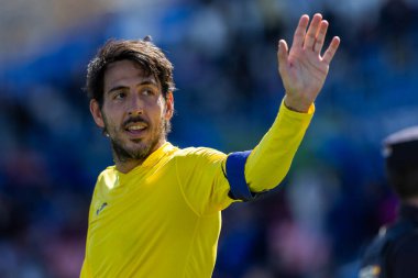 Madrid, İspanya - 30 Mart 2025: La Liga maçı Getafe FC ile Villarreal arasında Madrid 'de oynandı. Villarreal oyuncuları. Profesyonel futbol. La Liga 2024, 2025.