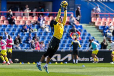 Madrid, İspanya - 30 Mart 2025: La Liga maçı Getafe FC ile Villarreal arasında Madrid 'de oynandı. Villarreal oyuncuları. Profesyonel futbol. La Liga 2024, 2025.