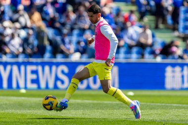 Madrid, İspanya - 30 Mart 2025: La Liga maçı Getafe FC ile Villarreal arasında Madrid 'de oynandı. Villarreal oyuncuları. Profesyonel futbol. La Liga 2024, 2025.