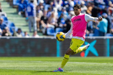 Madrid, İspanya - 30 Mart 2025: La Liga maçı Getafe FC ile Villarreal arasında Madrid 'de oynandı. Villarreal oyuncuları. Profesyonel futbol. La Liga 2024, 2025.