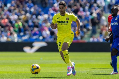 Madrid, İspanya - 30 Mart 2025: La Liga maçı Getafe FC ile Villarreal arasında Madrid 'de oynandı. Villarreal oyuncuları. Profesyonel futbol. La Liga 2024, 2025.