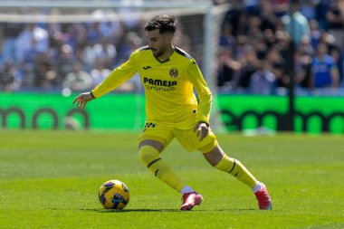 Madrid, İspanya - 30 Mart 2025: La Liga maçı Getafe FC ile Villarreal arasında Madrid 'de oynandı. Villarreal oyuncuları. Profesyonel futbol. La Liga 2024, 2025.