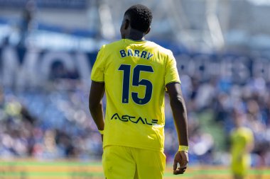 Madrid, İspanya - 30 Mart 2025: La Liga maçı Getafe FC ile Villarreal arasında Madrid 'de oynandı. Villarreal oyuncuları. Profesyonel futbol. La Liga 2024, 2025.