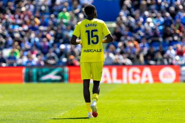 Madrid, İspanya - 30 Mart 2025: La Liga maçı Getafe FC ile Villarreal arasında Madrid 'de oynandı. Villarreal oyuncuları. Profesyonel futbol. La Liga 2024, 2025.
