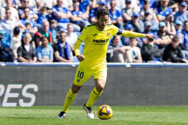 Madrid, İspanya - 30 Mart 2025: La Liga maçı Getafe FC ile Villarreal arasında Madrid 'de oynandı. Villarreal oyuncuları. Profesyonel futbol. La Liga 2024, 2025.