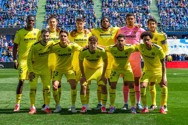 Madrid, İspanya - 30 Mart 2025: La Liga maçı Getafe FC ile Villarreal arasında Madrid 'de oynandı. Villarreal oyuncuları. Profesyonel futbol. La Liga 2024, 2025.