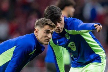 Madrid, İspanya - 2 Nisan 2025: Atletico Madrid ile FC Barcelona arasında oynanan Copa del Rey yarı final maçı. Atletico Madrid oyuncuları. Copa del Rey yarı finalleri.