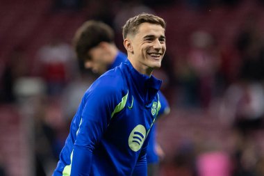 Madrid, İspanya - 2 Nisan 2025: Atletico Madrid ile FC Barcelona arasında oynanan Copa del Rey yarı final maçı. Atletico Madrid oyuncuları. Copa del Rey yarı finalleri.