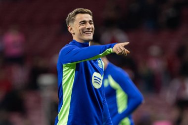 Madrid, İspanya - 2 Nisan 2025: Atletico Madrid ile FC Barcelona arasında oynanan Copa del Rey yarı final maçı. Atletico Madrid oyuncuları. Copa del Rey yarı finalleri.