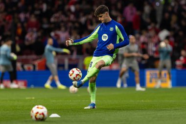 Madrid, İspanya - 2 Nisan 2025: Atletico Madrid ile FC Barcelona arasında oynanan Copa del Rey yarı final maçı. Atletico Madrid oyuncuları. Copa del Rey yarı finalleri.