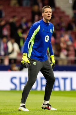 Madrid, İspanya - 2 Nisan 2025: Atletico Madrid ile FC Barcelona arasında oynanan Copa del Rey yarı final maçı. Atletico Madrid oyuncuları. Copa del Rey yarı finalleri.