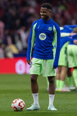 Madrid, İspanya - 2 Nisan 2025: Atletico Madrid ile FC Barcelona arasında oynanan Copa del Rey yarı final maçı. Atletico Madrid oyuncuları. Copa del Rey yarı finalleri.