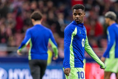 Madrid, İspanya - 2 Nisan 2025: Atletico Madrid ile FC Barcelona arasında oynanan Copa del Rey yarı final maçı. Atletico Madrid oyuncuları. Copa del Rey yarı finalleri.