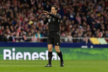 Madrid, İspanya - 2 Nisan 2025: Atletico Madrid ile FC Barcelona arasında oynanan Copa del Rey yarı final maçı. Atletico Madrid oyuncuları. Copa del Rey yarı finalleri.