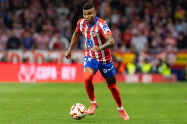 Madrid, İspanya - 2 Nisan 2025: Atletico Madrid ile FC Barcelona arasında oynanan Copa del Rey yarı final maçı. Atletico Madrid oyuncuları. Copa del Rey yarı finalleri.