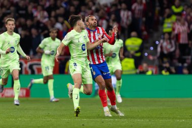 Madrid, İspanya - 2 Nisan 2025: Atletico Madrid ile FC Barcelona arasında oynanan Copa del Rey yarı final maçı. FC Barcelona oyuncuları. Copa del Rey yarı finalleri.