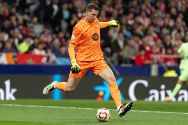 Madrid, İspanya - 2 Nisan 2025: Atletico Madrid ile FC Barcelona arasında oynanan Copa del Rey yarı final maçı. FC Barcelona oyuncuları. Copa del Rey yarı finalleri.