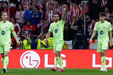 Madrid, İspanya - 2 Nisan 2025: Atletico Madrid ile FC Barcelona arasında oynanan Copa del Rey yarı final maçı. FC Barcelona oyuncuları. Copa del Rey yarı finalleri.