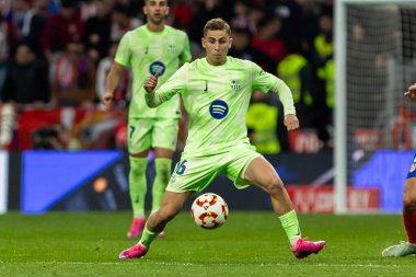 Madrid, İspanya - 2 Nisan 2025: Atletico Madrid ile FC Barcelona arasında oynanan Copa del Rey yarı final maçı. FC Barcelona oyuncuları. Copa del Rey yarı finalleri.