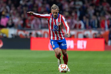 Madrid, İspanya - 2 Nisan 2025: Atletico Madrid ile FC Barcelona arasında oynanan Copa del Rey yarı final maçı. Atletico Madrid oyuncuları. Copa del Rey yarı finalleri.