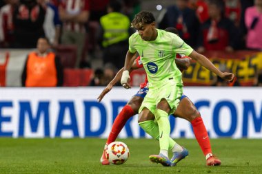 Madrid, İspanya - 2 Nisan 2025: Atletico Madrid ile FC Barcelona arasında oynanan Copa del Rey yarı final maçı. FC Barcelona oyuncuları. Copa del Rey yarı finalleri.