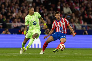 Madrid, İspanya - 2 Nisan 2025: Atletico Madrid ile FC Barcelona arasında oynanan Copa del Rey yarı final maçı. FC Barcelona oyuncuları. Copa del Rey yarı finalleri.