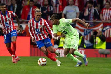 Madrid, İspanya - 2 Nisan 2025: Atletico Madrid ile FC Barcelona arasında oynanan Copa del Rey yarı final maçı. FC Barcelona oyuncuları. Copa del Rey yarı finalleri.