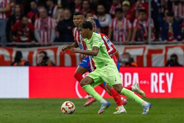 Madrid, İspanya - 2 Nisan 2025: Atletico Madrid ile FC Barcelona arasında oynanan Copa del Rey yarı final maçı. FC Barcelona oyuncuları. Copa del Rey yarı finalleri.