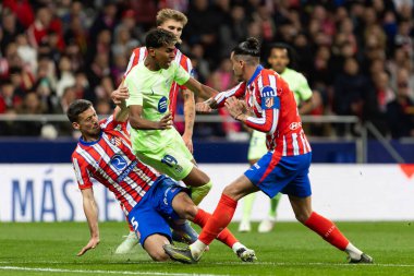 Madrid, İspanya - 2 Nisan 2025: Atletico Madrid ile FC Barcelona arasında oynanan Copa del Rey yarı final maçı. FC Barcelona oyuncuları. Copa del Rey yarı finalleri.