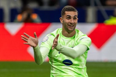 Madrid, İspanya - 2 Nisan 2025: Atletico Madrid ile FC Barcelona arasında oynanan Copa del Rey yarı final maçı. FC Barcelona oyuncuları. Copa del Rey yarı finalleri.