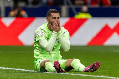 Madrid, İspanya - 2 Nisan 2025: Atletico Madrid ile FC Barcelona arasında oynanan Copa del Rey yarı final maçı. FC Barcelona oyuncuları. Copa del Rey yarı finalleri.