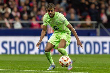 Madrid, İspanya - 2 Nisan 2025: Atletico Madrid ile FC Barcelona arasında oynanan Copa del Rey yarı final maçı. FC Barcelona oyuncuları. Copa del Rey yarı finalleri.