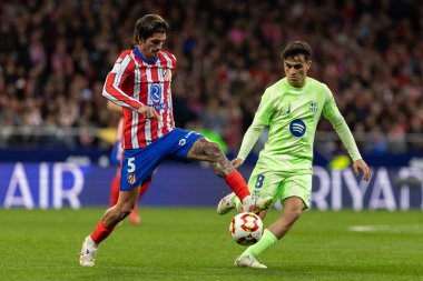 Madrid, İspanya - 2 Nisan 2025: Atletico Madrid ile FC Barcelona arasında oynanan Copa del Rey yarı final maçı. FC Barcelona oyuncuları. Copa del Rey yarı finalleri.