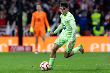 Madrid, İspanya - 2 Nisan 2025: Atletico Madrid ile FC Barcelona arasında oynanan Copa del Rey yarı final maçı. FC Barcelona oyuncuları. Copa del Rey yarı finalleri.