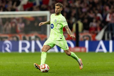 Madrid, İspanya - 2 Nisan 2025: Atletico Madrid ile FC Barcelona arasında oynanan Copa del Rey yarı final maçı. FC Barcelona oyuncuları. Copa del Rey yarı finalleri.